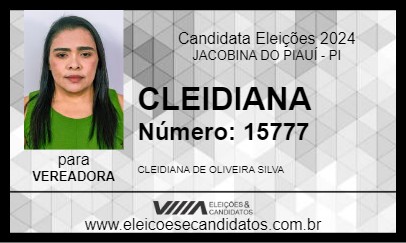 Candidato CLEIDIANA 2024 - JACOBINA DO PIAUÍ - Eleições