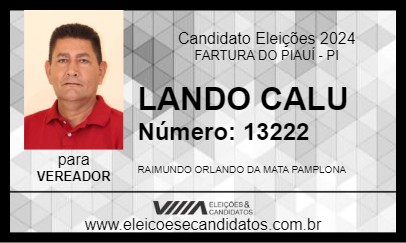 Candidato LANDO CALU 2024 - FARTURA DO PIAUÍ - Eleições