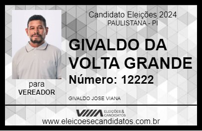 Candidato GIVALDO DA VOLTA GRANDE 2024 - PAULISTANA - Eleições