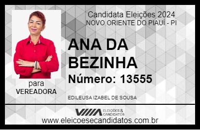 Candidato ANA DA BEZINHA 2024 - NOVO ORIENTE DO PIAUÍ - Eleições