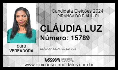 Candidato CLÁUDIA LUZ 2024 - IPIRANGA DO PIAUÍ - Eleições