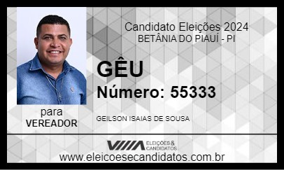 Candidato GÊU 2024 - BETÂNIA DO PIAUÍ - Eleições