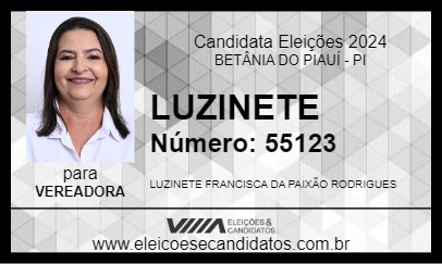 Candidato LUZINETE 2024 - BETÂNIA DO PIAUÍ - Eleições