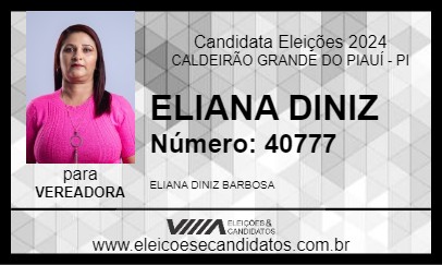 Candidato ELIANA DINIZ 2024 - CALDEIRÃO GRANDE DO PIAUÍ - Eleições