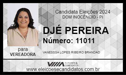 Candidato VANESSA BRANDÃO 2024 - DOM INOCÊNCIO - Eleições