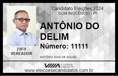 Candidato ANTÔNIO DO DELIM 2024 - DOM INOCÊNCIO - Eleições