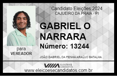 Candidato GABRIEL O NARRARA 2024 - CAJUEIRO DA PRAIA - Eleições