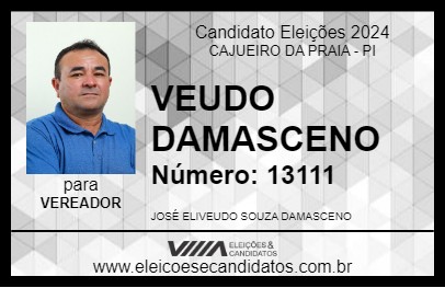 Candidato VEUDO DAMASCENO 2024 - CAJUEIRO DA PRAIA - Eleições