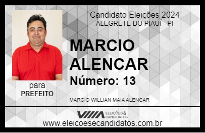 Candidato MARCIO ALENCAR 2024 - ALEGRETE DO PIAUÍ - Eleições