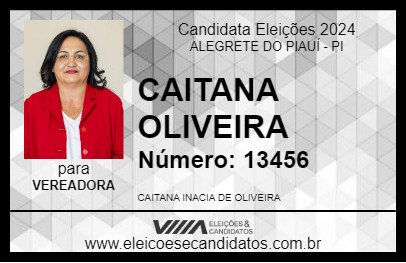 Candidato CAITANA OLIVEIRA 2024 - ALEGRETE DO PIAUÍ - Eleições