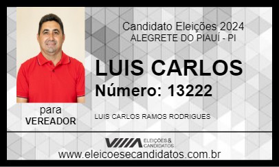 Candidato LUIS CARLOS 2024 - ALEGRETE DO PIAUÍ - Eleições