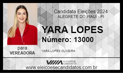 Candidato YARA LOPES 2024 - ALEGRETE DO PIAUÍ - Eleições