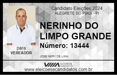 Candidato NERINHO DO LIMPO GRANDE 2024 - ALEGRETE DO PIAUÍ - Eleições