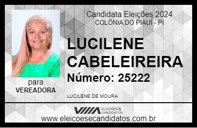 Candidato LUCILENE CABELEIREIRA 2024 - COLÔNIA DO PIAUÍ - Eleições