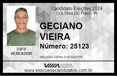 Candidato GECIANO VIEIRA 2024 - COLÔNIA DO PIAUÍ - Eleições