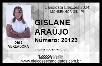 Candidato GISLANE ARAÚJO 2024 - MONSENHOR GIL - Eleições