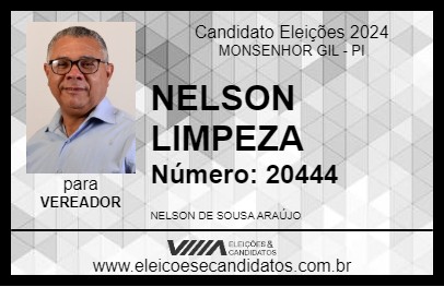 Candidato NELSON LIMPEZA 2024 - MONSENHOR GIL - Eleições