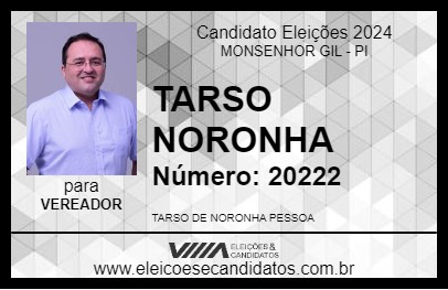 Candidato TARSO NORONHA 2024 - MONSENHOR GIL - Eleições