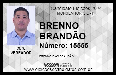 Candidato BRENNO BRANDÃO 2024 - MONSENHOR GIL - Eleições