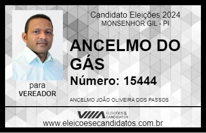 Candidato ANCELMO DO GÁS 2024 - MONSENHOR GIL - Eleições