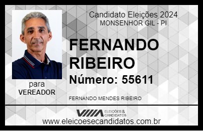 Candidato FERNANDO RIBEIRO 2024 - MONSENHOR GIL - Eleições