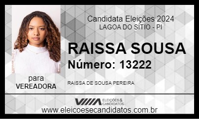 Candidato RAISSA SOUSA 2024 - LAGOA DO SÍTIO - Eleições