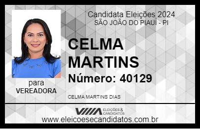 Candidato CELMA MARTINS 2024 - SÃO JOÃO DO PIAUÍ - Eleições