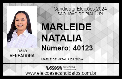 Candidato MARLEIDE NATALIA 2024 - SÃO JOÃO DO PIAUÍ - Eleições