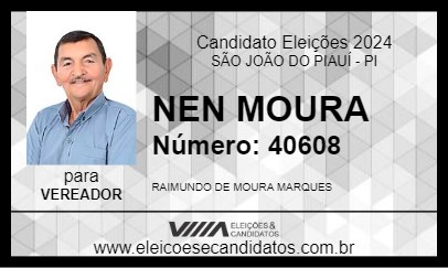 Candidato NEN MOURA 2024 - SÃO JOÃO DO PIAUÍ - Eleições