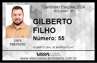 Candidato GILBERTO FILHO 2024 - BOCAINA - Eleições