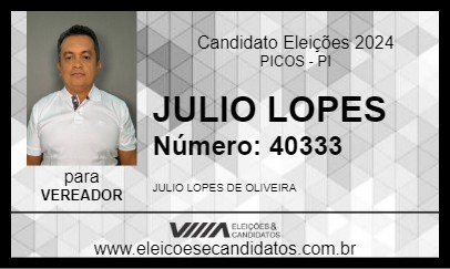 Candidato JULIO LOPES 2024 - PICOS - Eleições