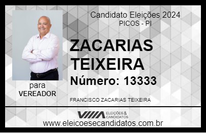 Candidato ZACARIAS TEIXEIRA 2024 - PICOS - Eleições