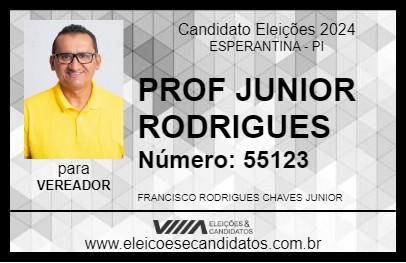 Candidato PROF JUNIOR RODRIGUES 2024 - ESPERANTINA - Eleições