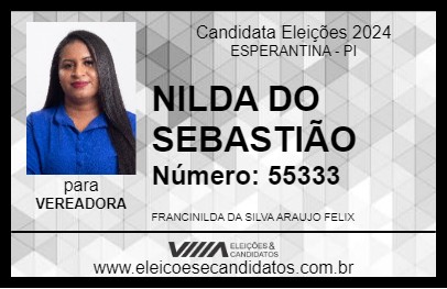 Candidato NILDA DO SEBASTIÃO 2024 - ESPERANTINA - Eleições