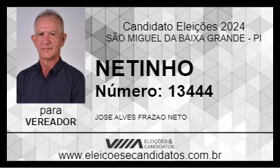 Candidato NETINHO 2024 - SÃO MIGUEL DA BAIXA GRANDE - Eleições