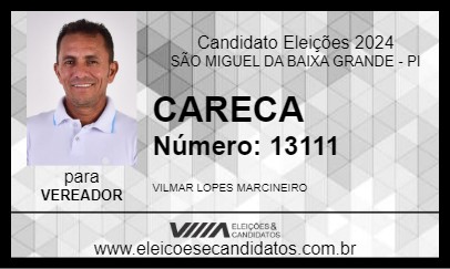 Candidato CARECA 2024 - SÃO MIGUEL DA BAIXA GRANDE - Eleições