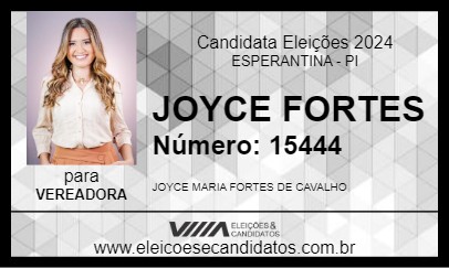 Candidato JOYCE FORTES 2024 - ESPERANTINA - Eleições