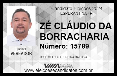 Candidato ZÉ CLÁUDIO DA BORRACHARIA 2024 - ESPERANTINA - Eleições