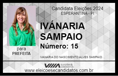 Candidato IVANÁRIA SAMPAIO 2024 - ESPERANTINA - Eleições