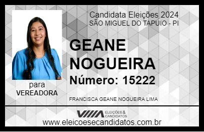 Candidato GEANE NOGUEIRA 2024 - SÃO MIGUEL DO TAPUIO - Eleições