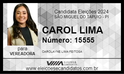 Candidato CAROL DA SANDRA 2024 - SÃO MIGUEL DO TAPUIO - Eleições