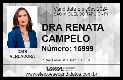 Candidato DRA RENATA CAMPELO 2024 - SÃO MIGUEL DO TAPUIO - Eleições