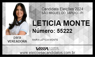 Candidato LETICIA MONTE 2024 - SÃO MIGUEL DO TAPUIO - Eleições