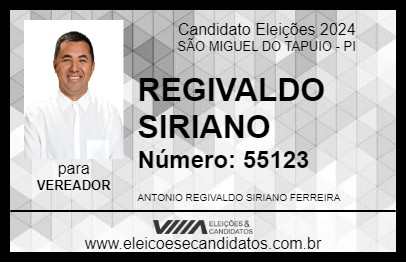 Candidato REGIVALDO SIRIANO 2024 - SÃO MIGUEL DO TAPUIO - Eleições