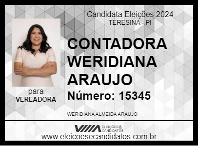 Candidato CONTADORA WERIDIANA ARAUJO 2024 - TERESINA - Eleições