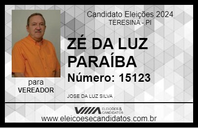 Candidato ZÉ DA LUZ PARAÍBA 2024 - TERESINA - Eleições