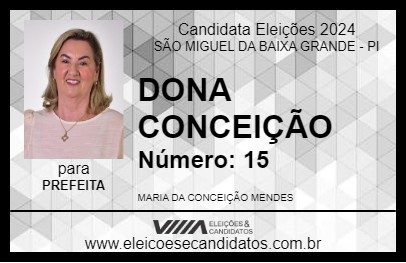 Candidato DONA CONCEIÇÃO 2024 - SÃO MIGUEL DA BAIXA GRANDE - Eleições