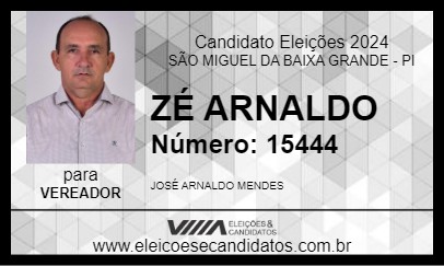 Candidato ZÉ ARNALDO 2024 - SÃO MIGUEL DA BAIXA GRANDE - Eleições