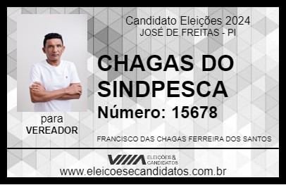 Candidato CHAGAS DO SINDPESCA 2024 - JOSÉ DE FREITAS - Eleições