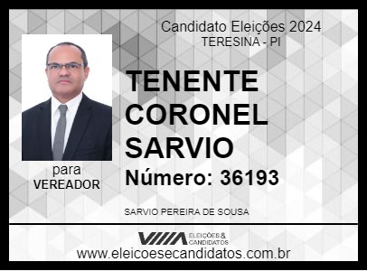 Candidato TENENTE CORONEL SARVIO 2024 - TERESINA - Eleições